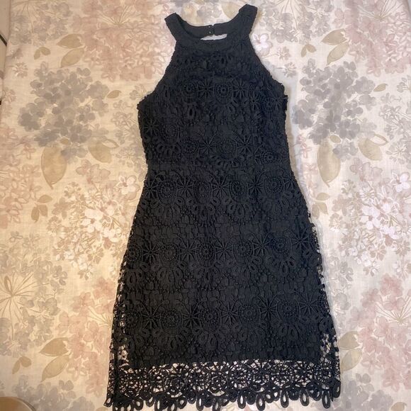 Hollister Dresses & Skirts - Hollister Co. Black Lace Mini Halter Dress Pre 2010 with Soft Inner Lining
